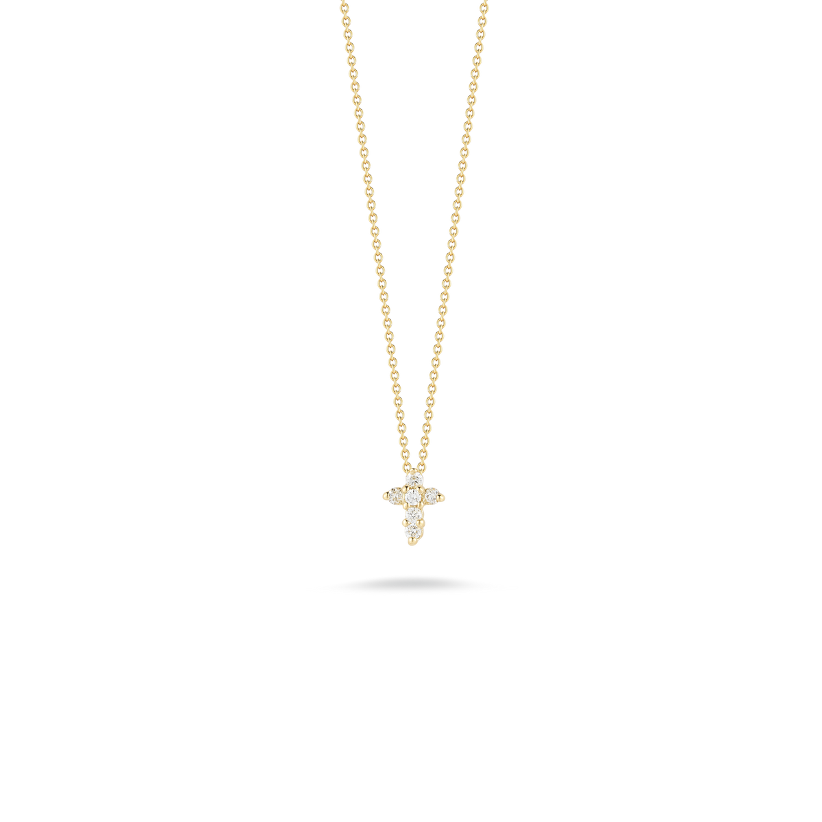 18K Yellow Gold Diamond Baby Cross Necklace