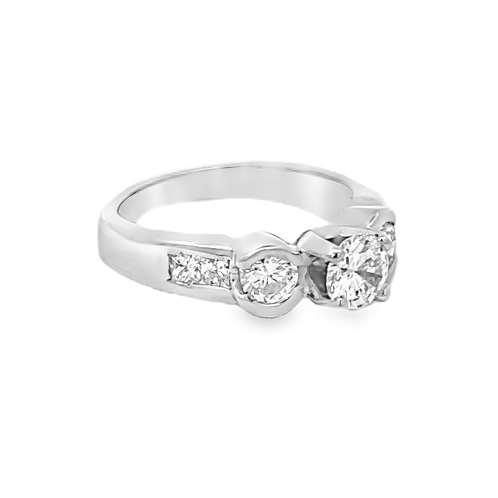 14K White Gold 1.35ct Princess Diamond Three Stone Ring