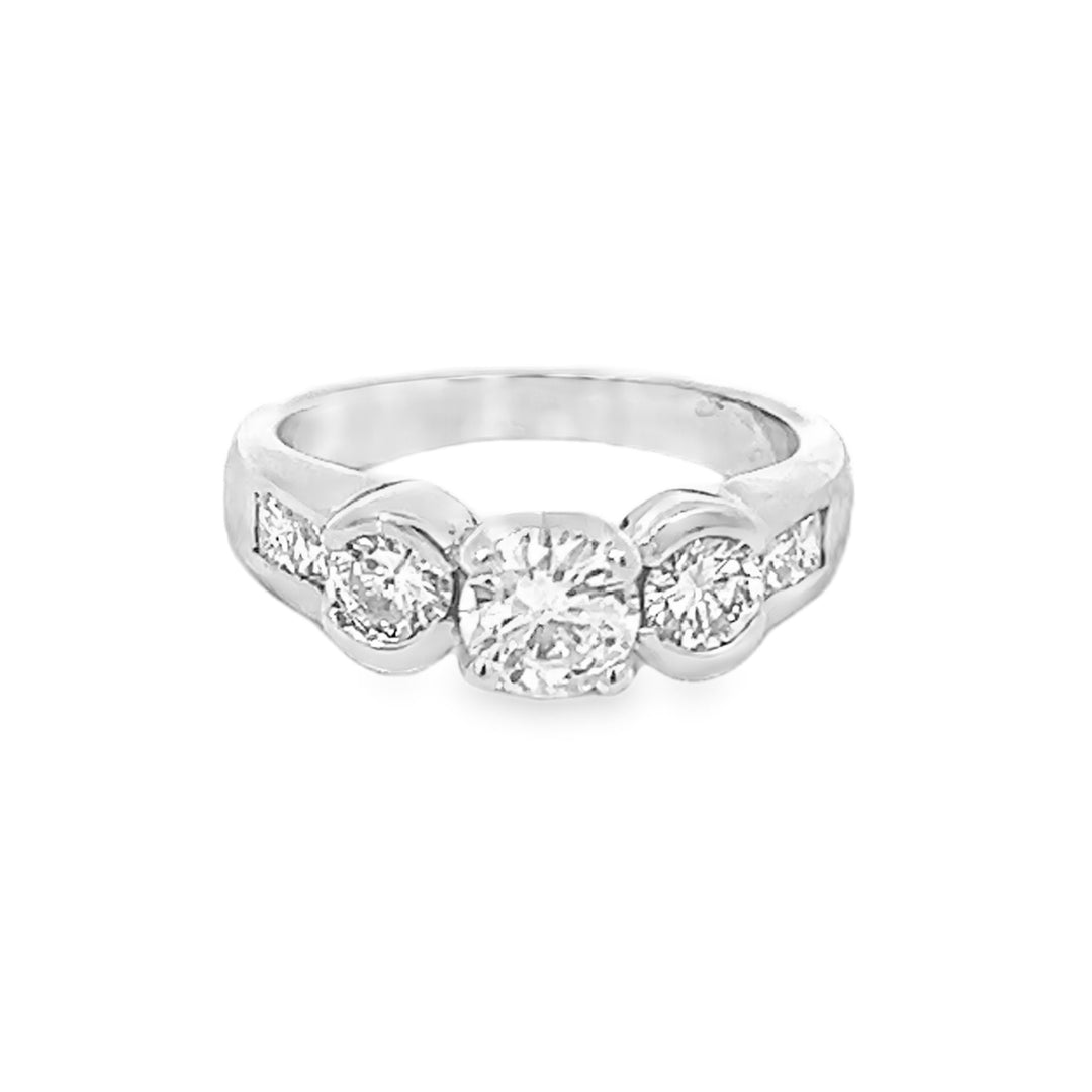 14K White Gold 1.35ct Princess Diamond Three Stone Ring