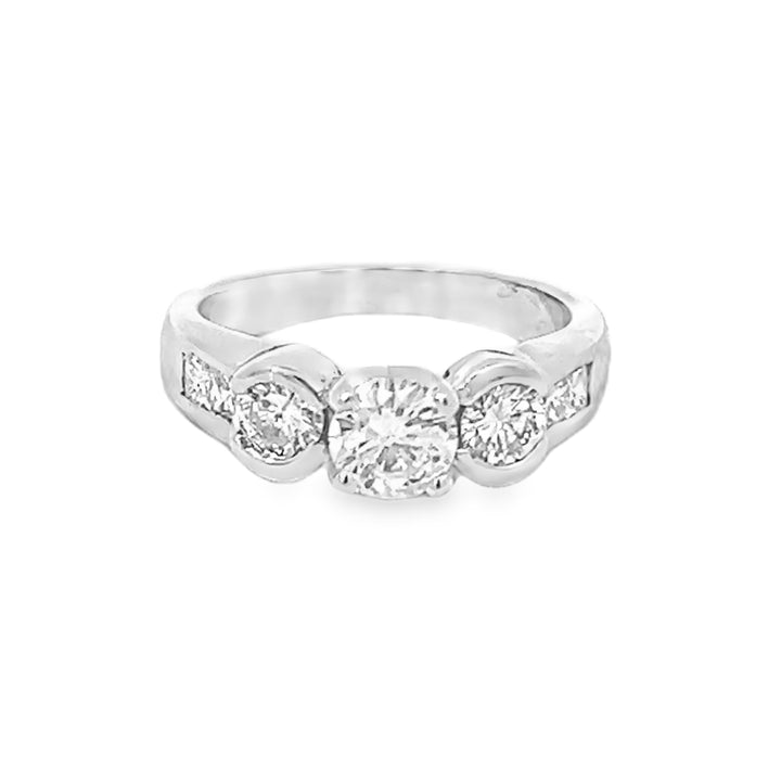 14K White Gold 1.35ct Princess Diamond Three Stone Ring