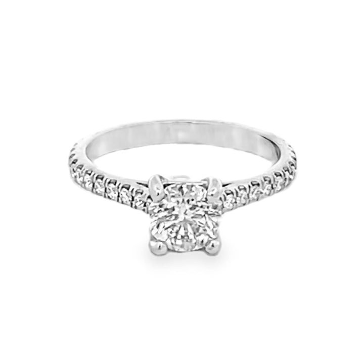 14K White Gold Round Cut Diamond Engagement Ring 0.95ctw