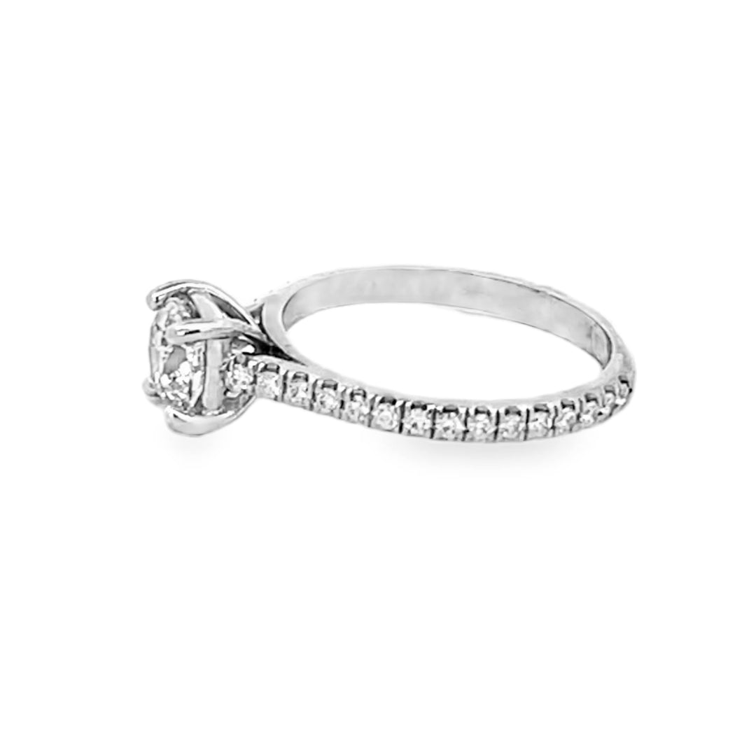 14K White Gold Round Cut Diamond Engagement Ring 0.95ctw