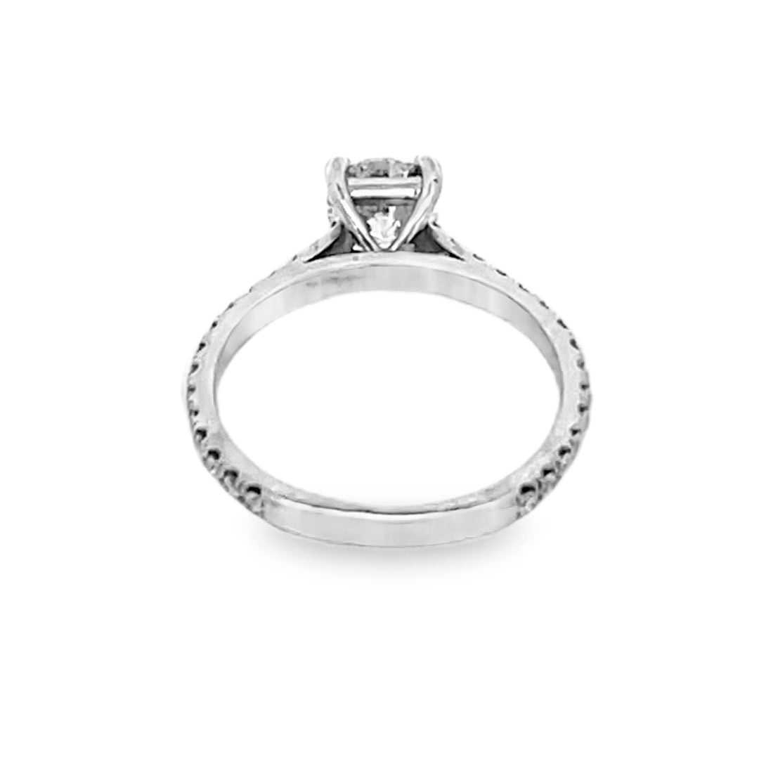 14K White Gold Round Cut Diamond Engagement Ring 0.95ctw