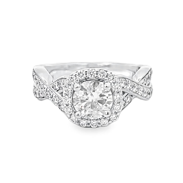 White Gold Halo Style Round Center 1.70 Carats