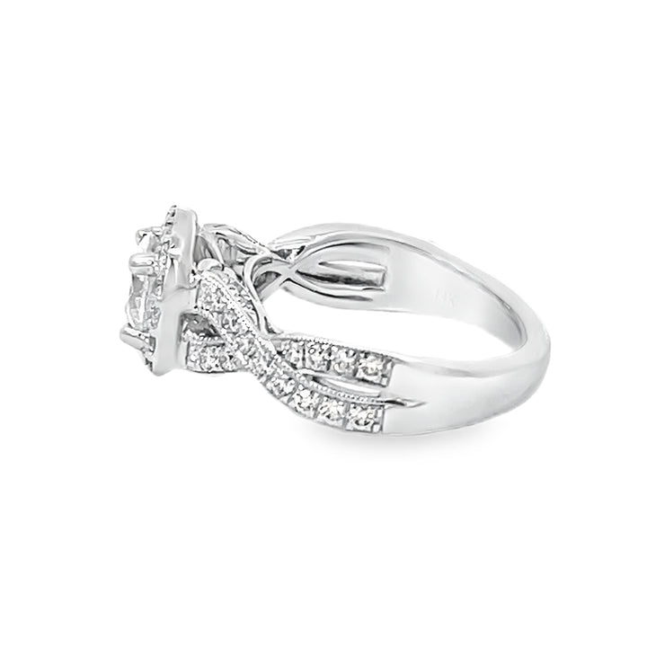 White Gold Halo Style Round Center 1.70 Carats