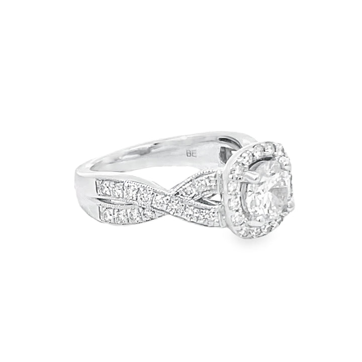 White Gold Halo Style Round Center 1.70 Carats
