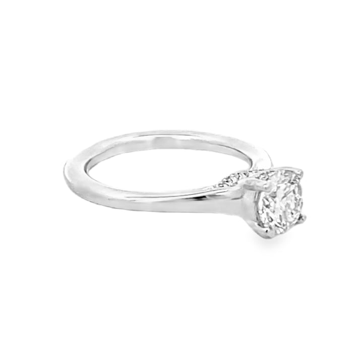 18KT White Gold Round Center Diamond Engagement Ring 1.05ctw