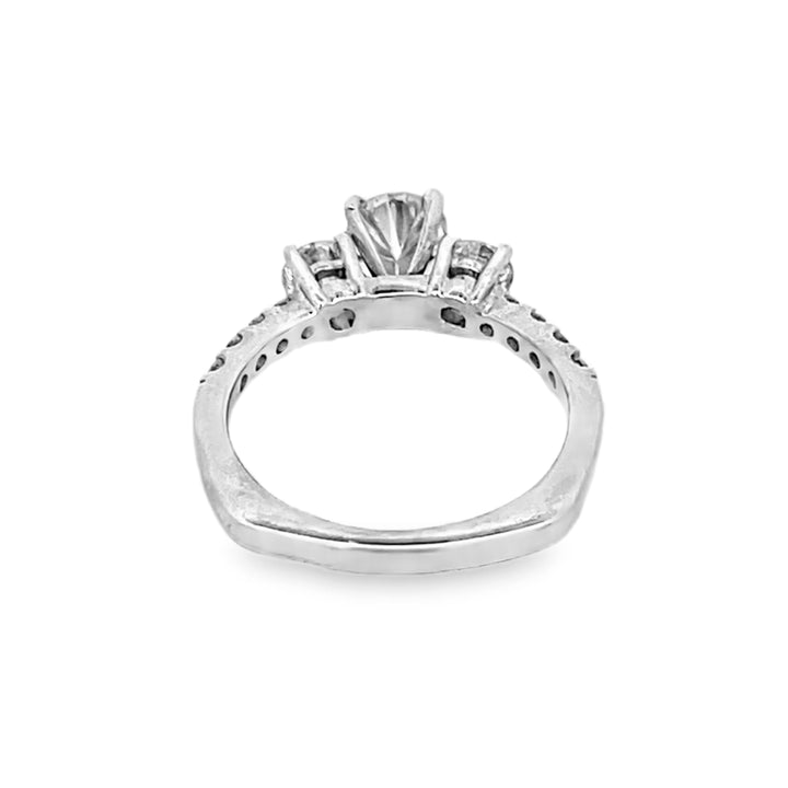 14K White Gold Round Diamond 3-Stone Engagement Ring 1.35ctw