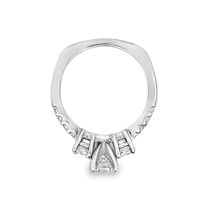 14K White Gold Round Diamond 3-Stone Engagement Ring 1.35ctw