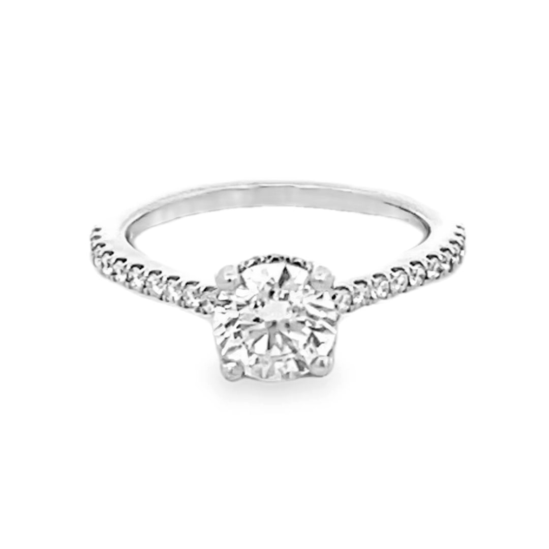 14K White Gold Round Cut Diamond Engagement Ring 1.12ctw