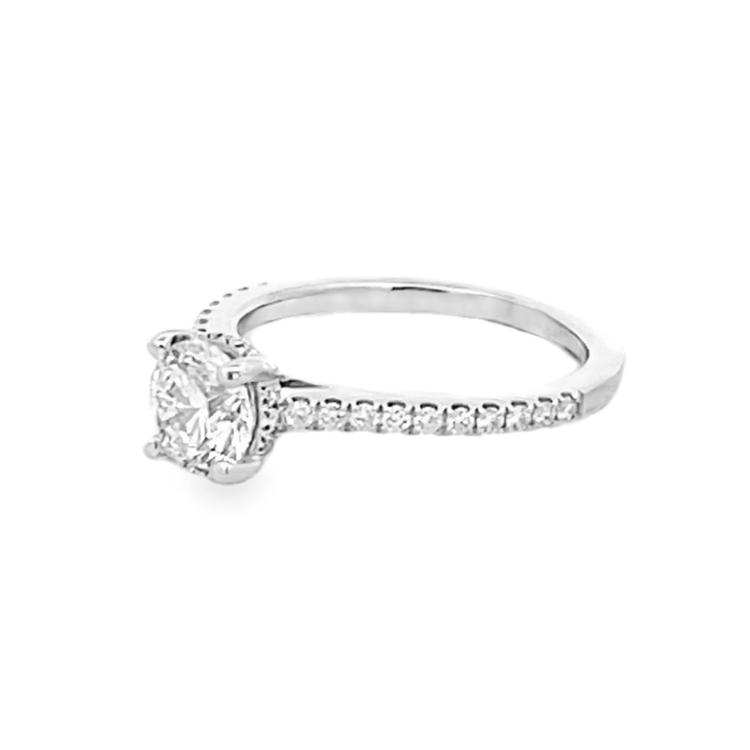 14K White Gold Round Cut Diamond Engagement Ring 1.12ctw