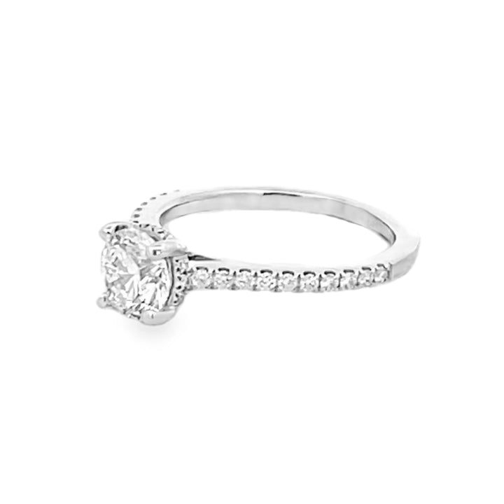 14K White Gold Round Cut Diamond Engagement Ring 1.12ctw