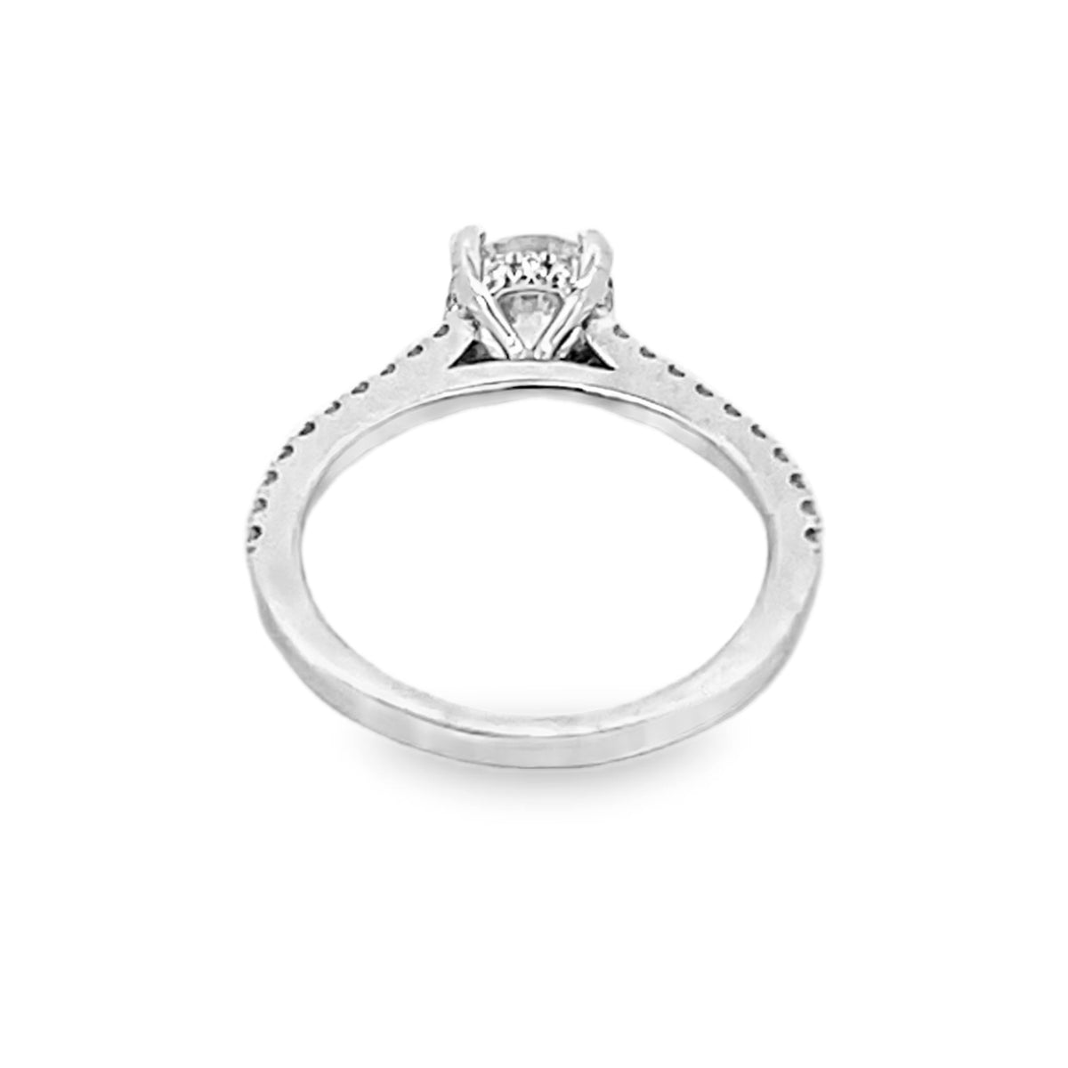 14K White Gold Round Cut Diamond Engagement Ring 1.12ctw