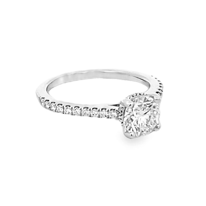 14K White Gold Round Cut Diamond Engagement Ring 1.12ctw