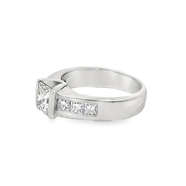 Platinum 1.65ctw Princess Diamond Ring Channel Set