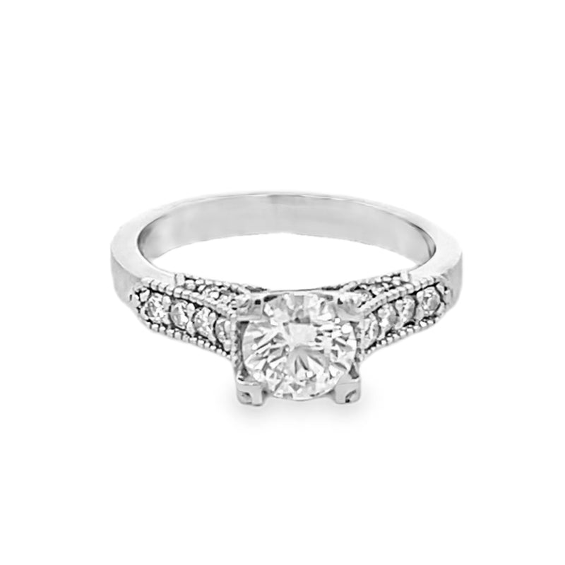 Platinum Round Center Diamond Engagement Ring 1.08ctw