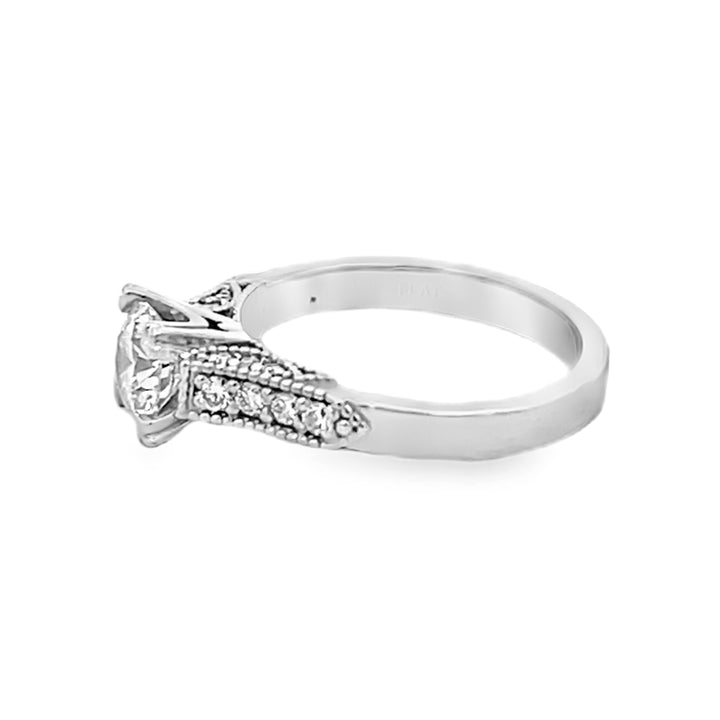 Platinum Round Center Diamond Engagement Ring 1.08ctw