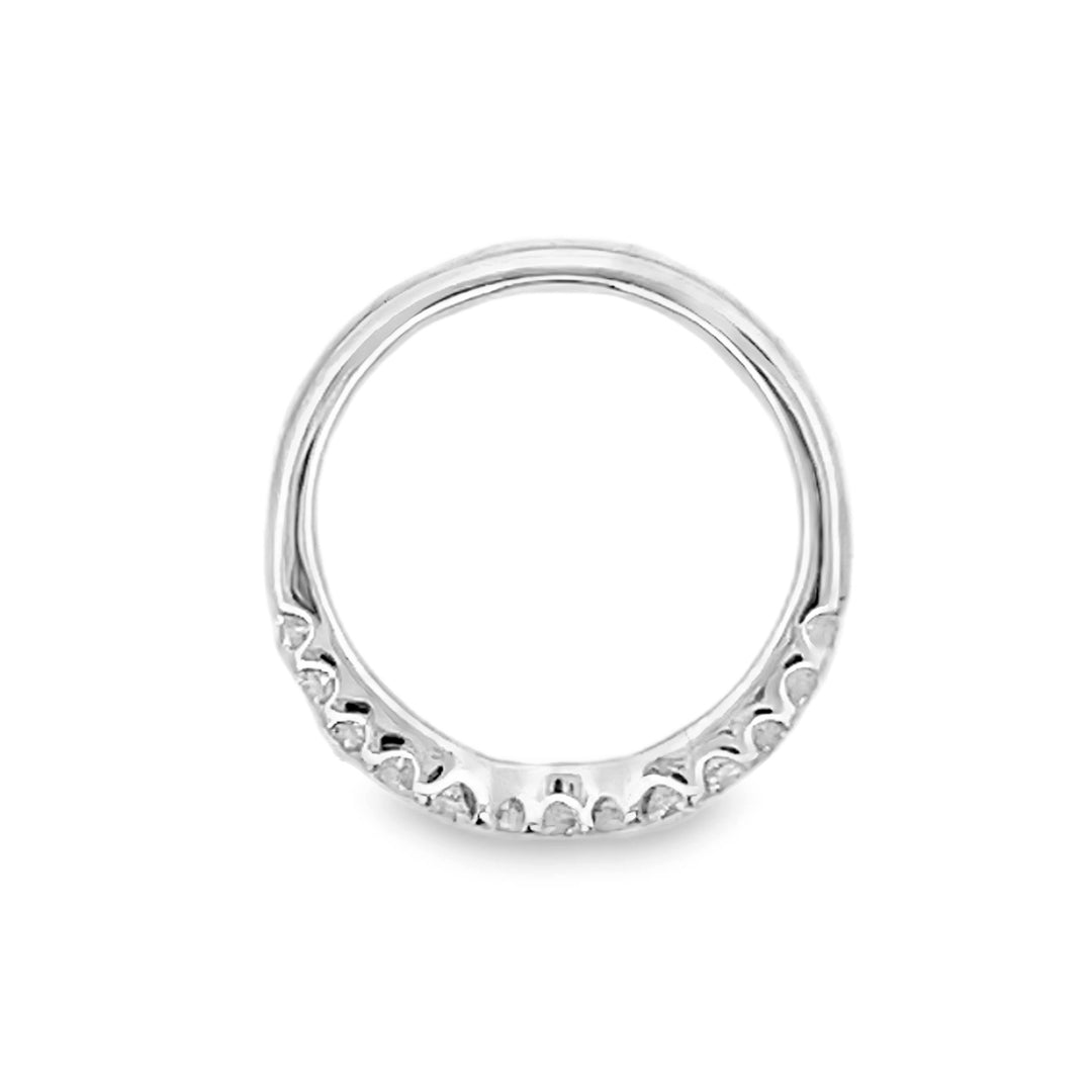 14K White Gold Round Cut Diamond Curved Wedding Band 0.50ctw