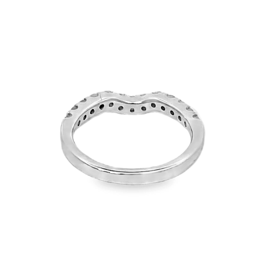 14K White Gold Round Cut Diamond Curved Wedding Band 0.50ctw