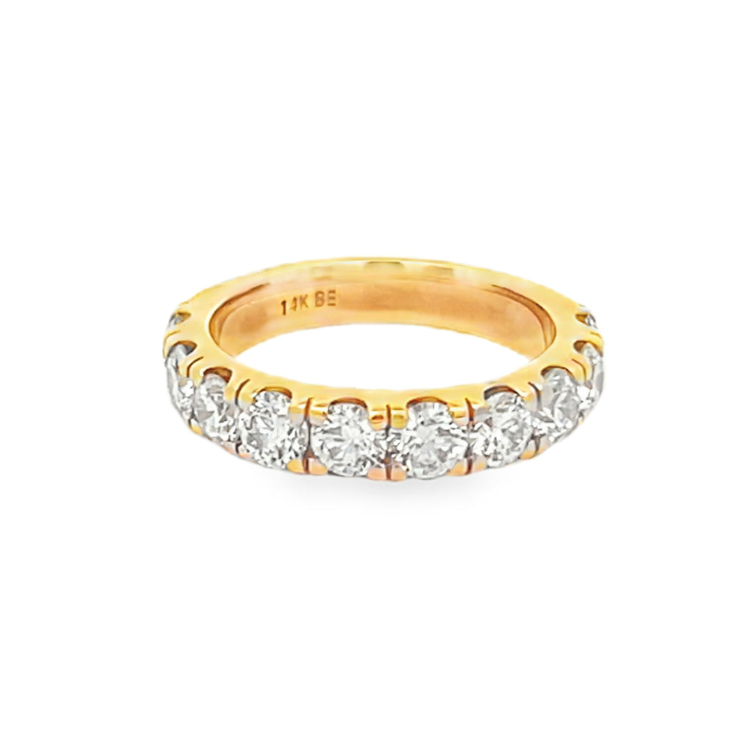 14K Yellow Gold Round Cut Diamond Wedding Band 2.00ctw