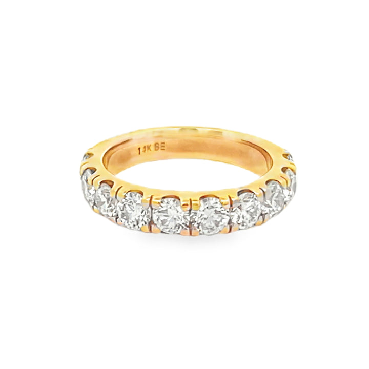 14K Yellow Gold Round Cut Diamond Wedding Band 2.00ctw