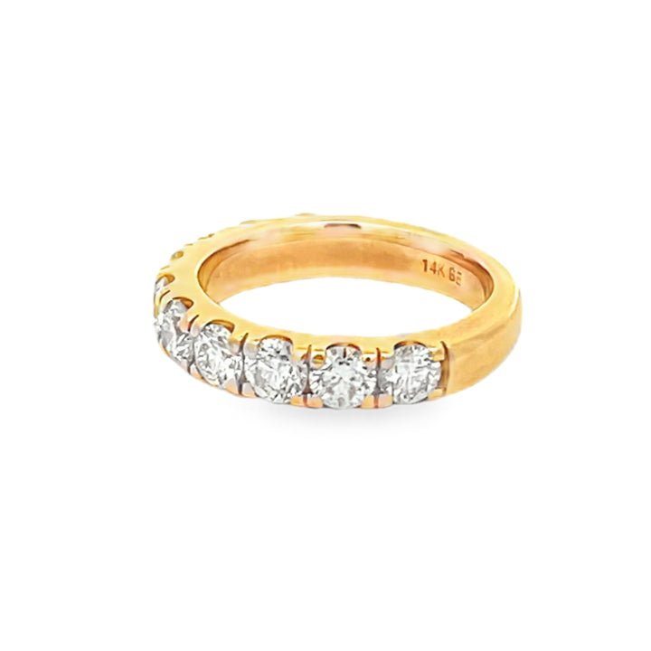 14K Yellow Gold Round Cut Diamond Wedding Band 2.00ctw