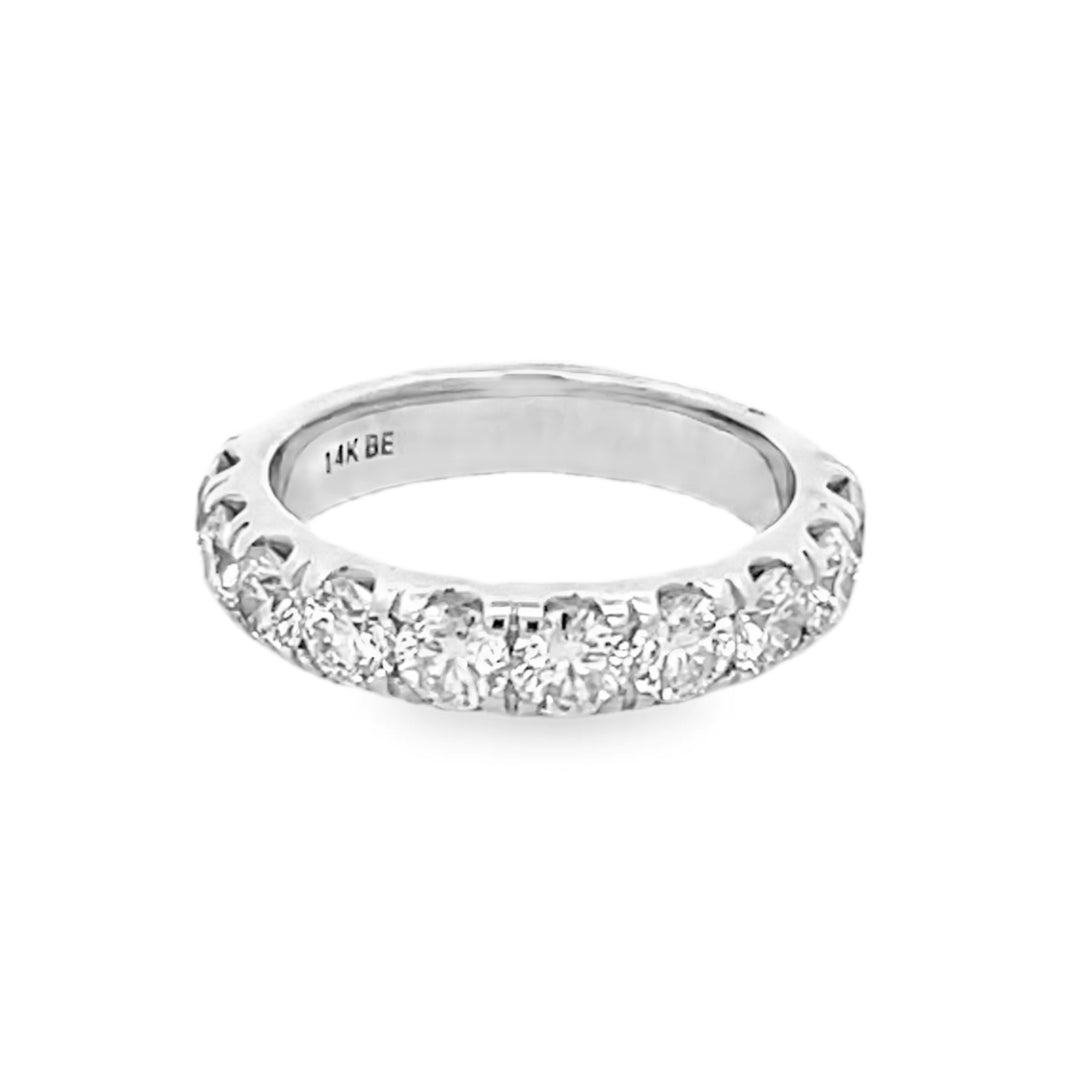 14K White Gold Round Cut Diamond Wedding Band 2.00ctw