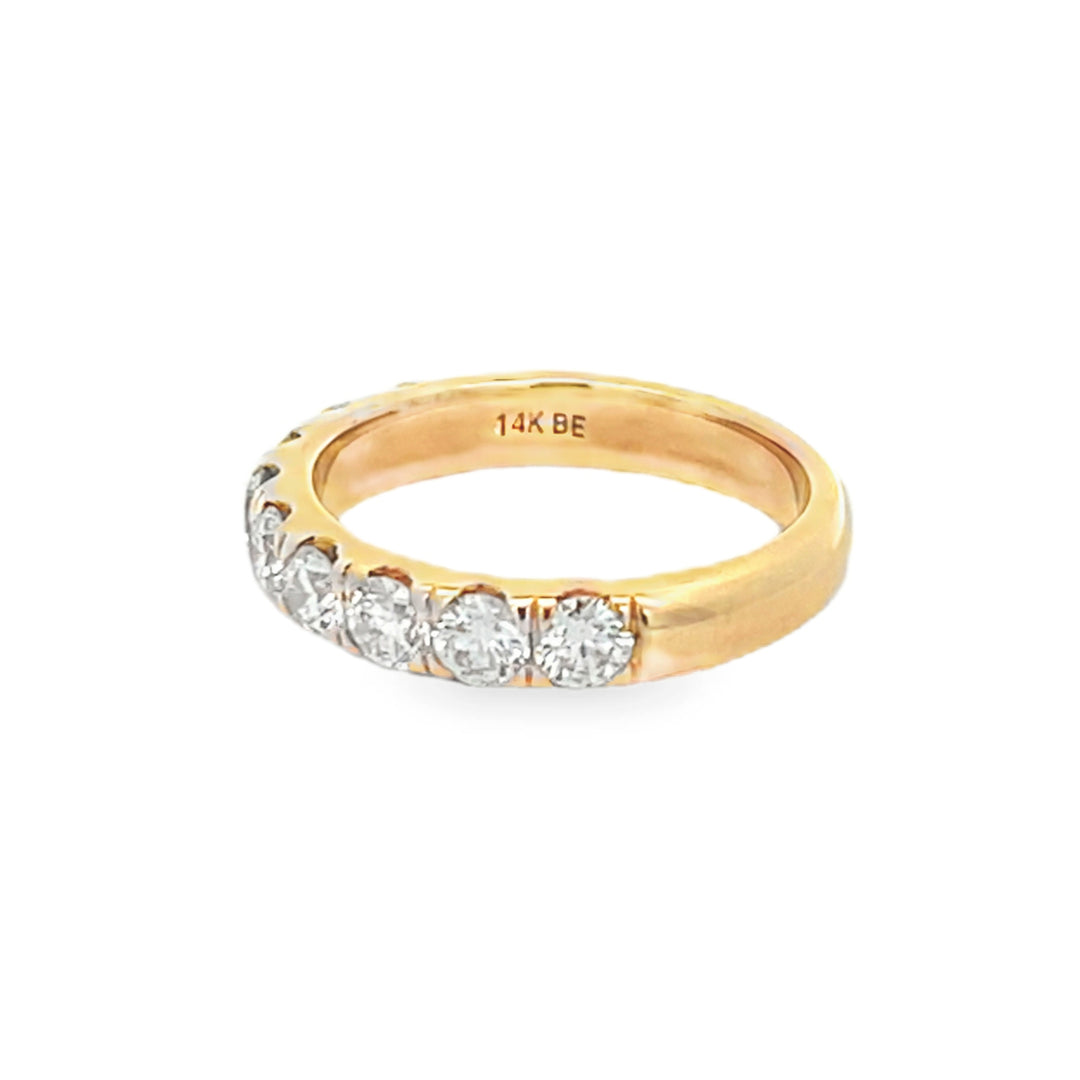 14K Yellow Gold Round Cut Diamond Wedding Band 1.50ctw