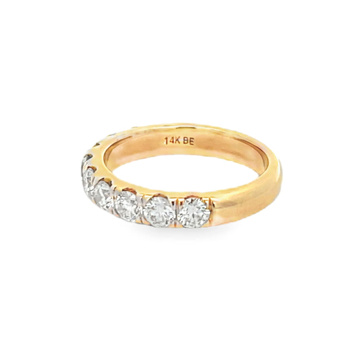 14K Yellow Gold Round Cut Diamond Wedding Band 1.50ctw