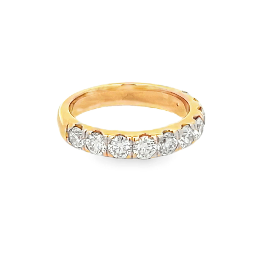 14K Yellow Gold Round Cut Diamond Wedding Band 1.50ctw