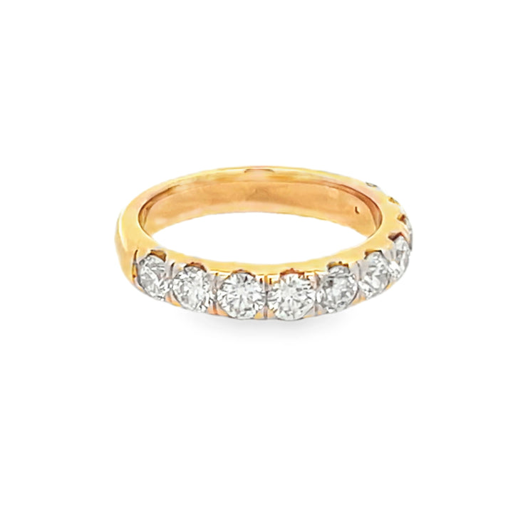 14K Yellow Gold Round Cut Diamond Wedding Band 1.50ctw