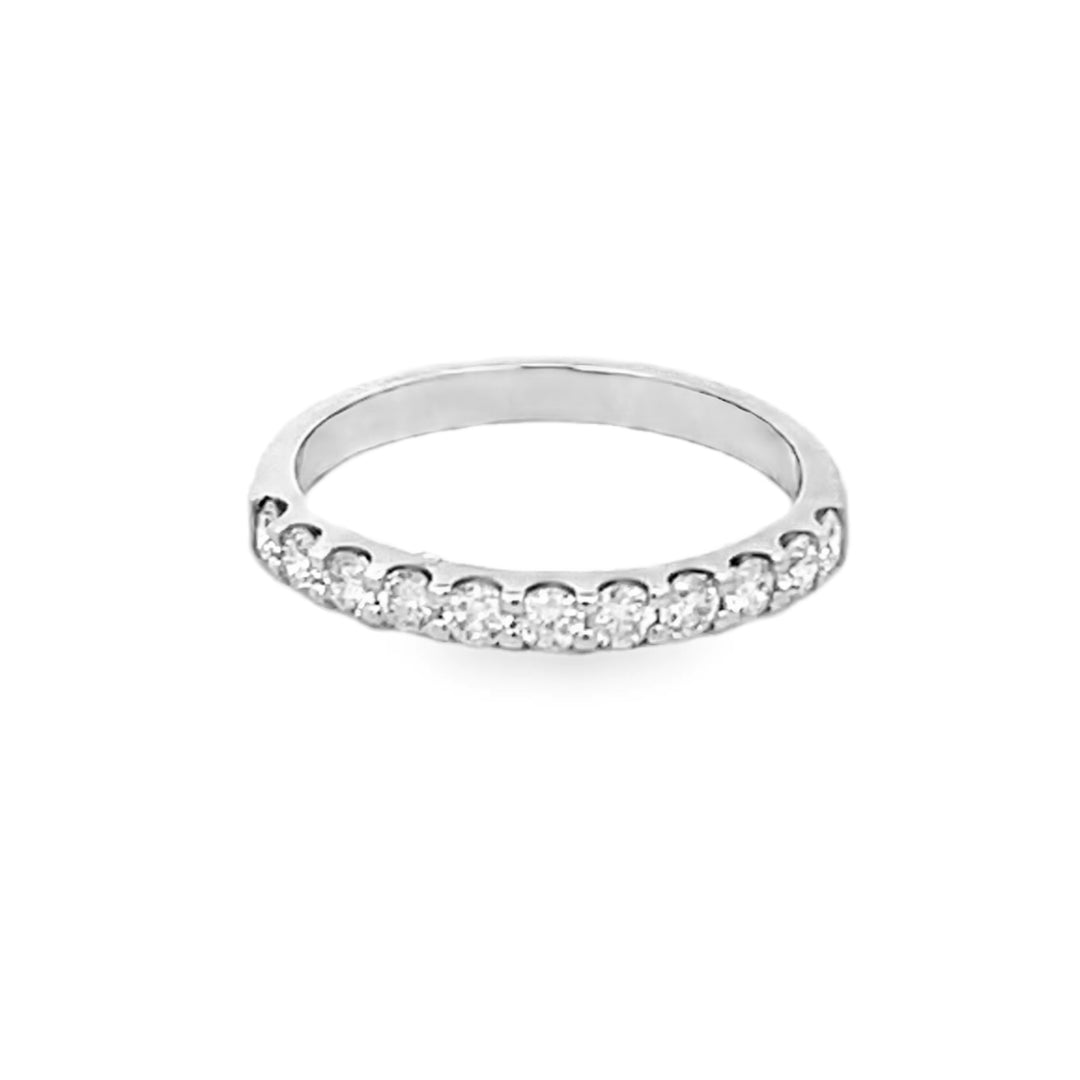 14K White Gold Round Cut Diamond Wedding Band 0.50ctw