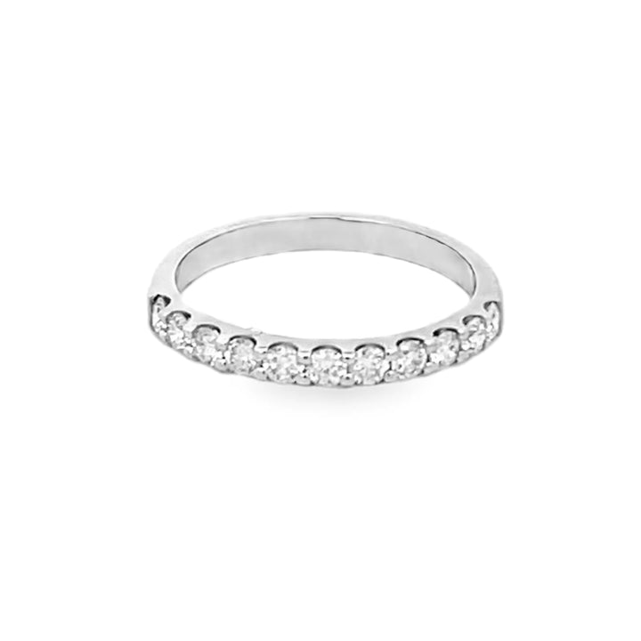 14K White Gold Round Cut Diamond Wedding Band 0.50ctw