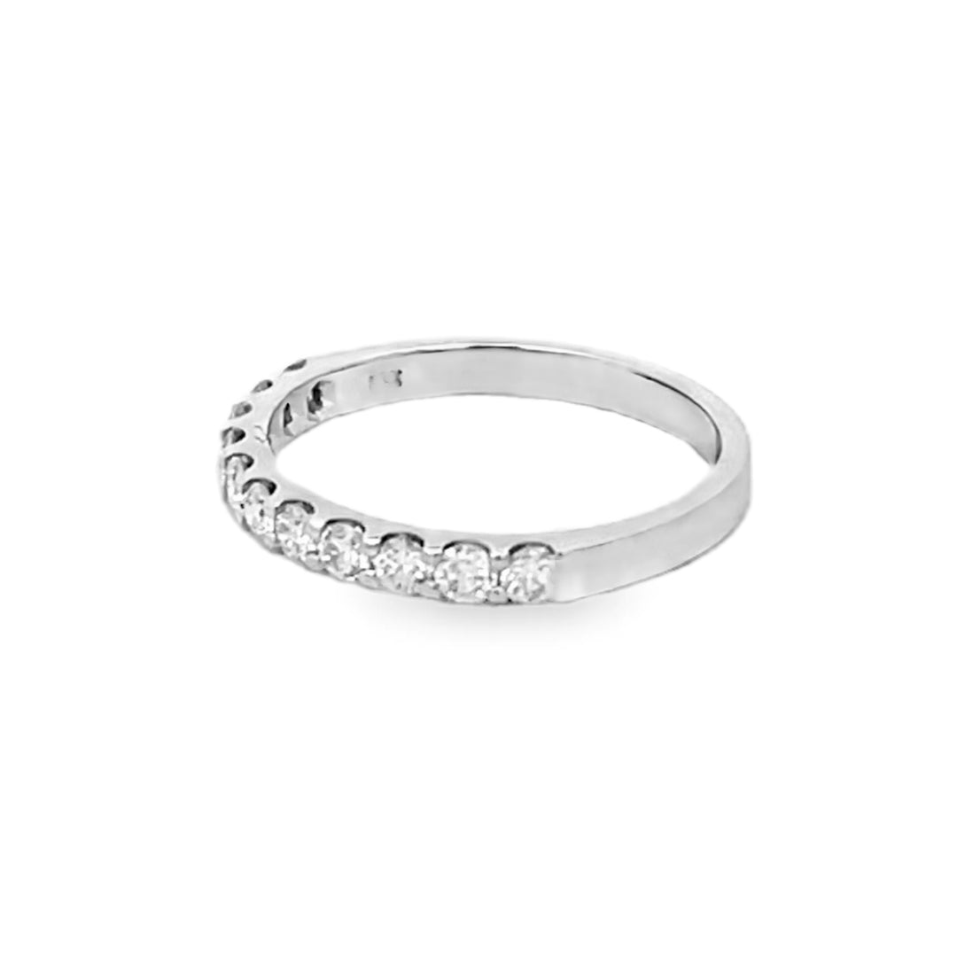 14K White Gold Round Cut Diamond Wedding Band 0.50ctw