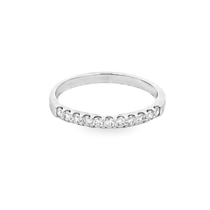 14K White Gold Round Cut Diamond Wedding Band 0.25ctw