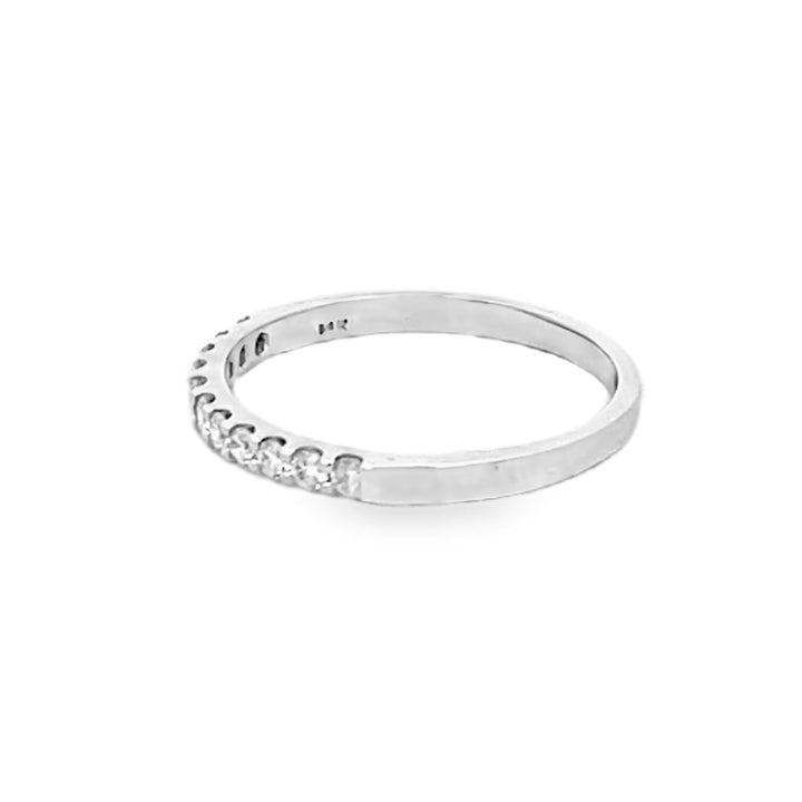 14K White Gold Round Cut Diamond Wedding Band 0.25ctw