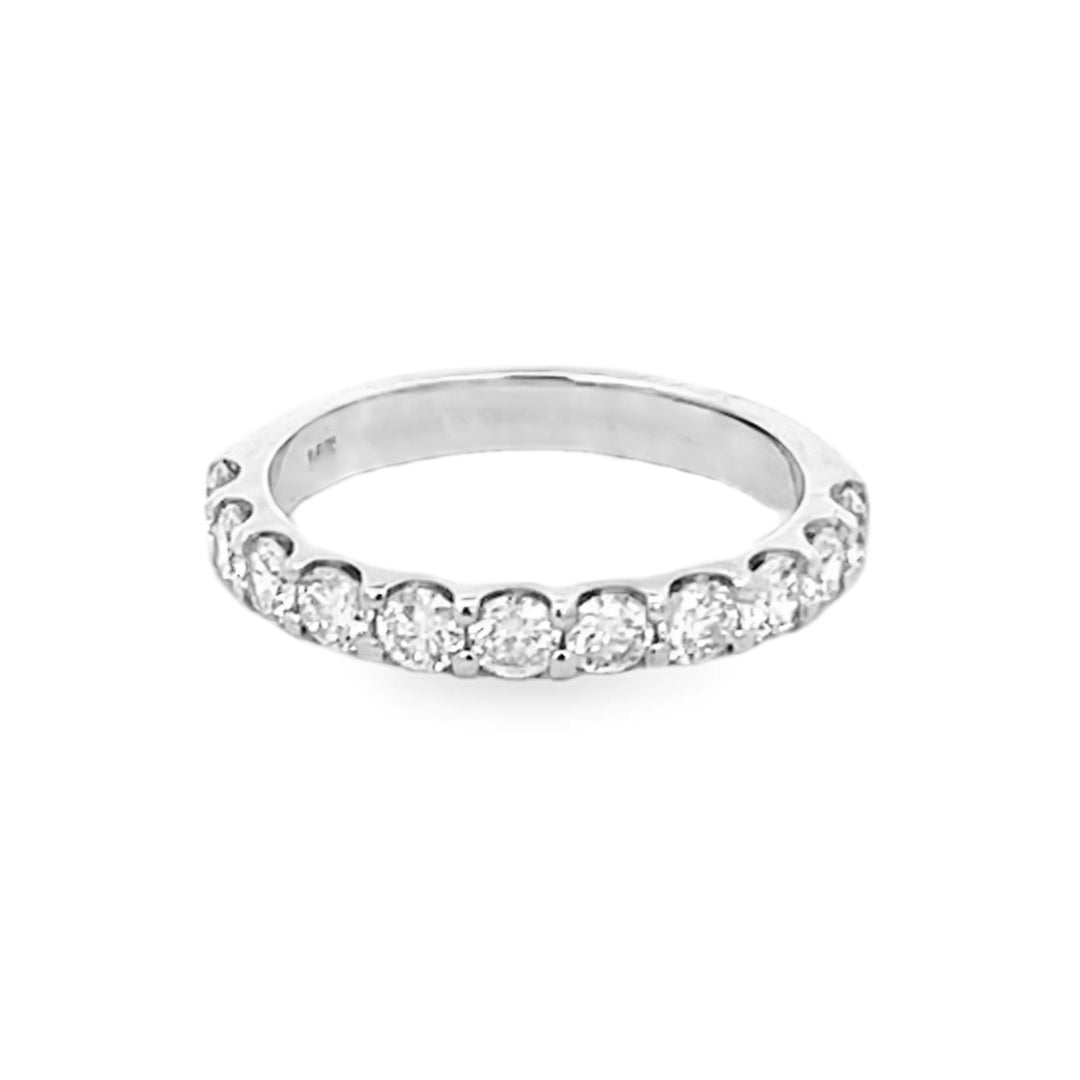 14K White Gold Round Cut Diamond Wedding Band 1.00ctw