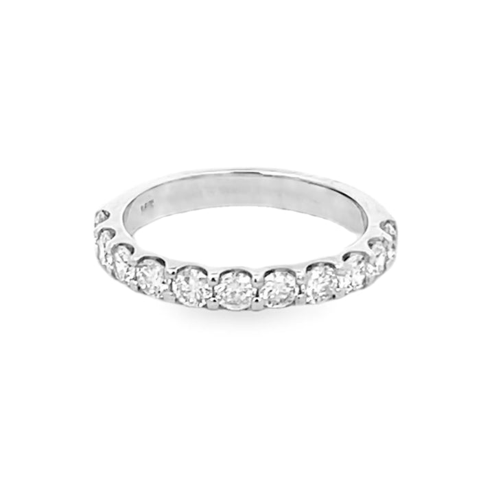 14K White Gold Round Cut Diamond Wedding Band 1.00ctw