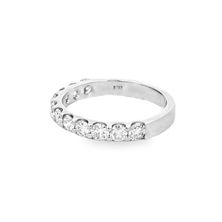 14K White Gold Round Cut Diamond Wedding Band 1.00ctw