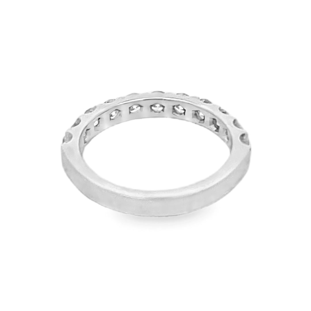 14K White Gold Round Cut Diamond Wedding Band 1.00ctw