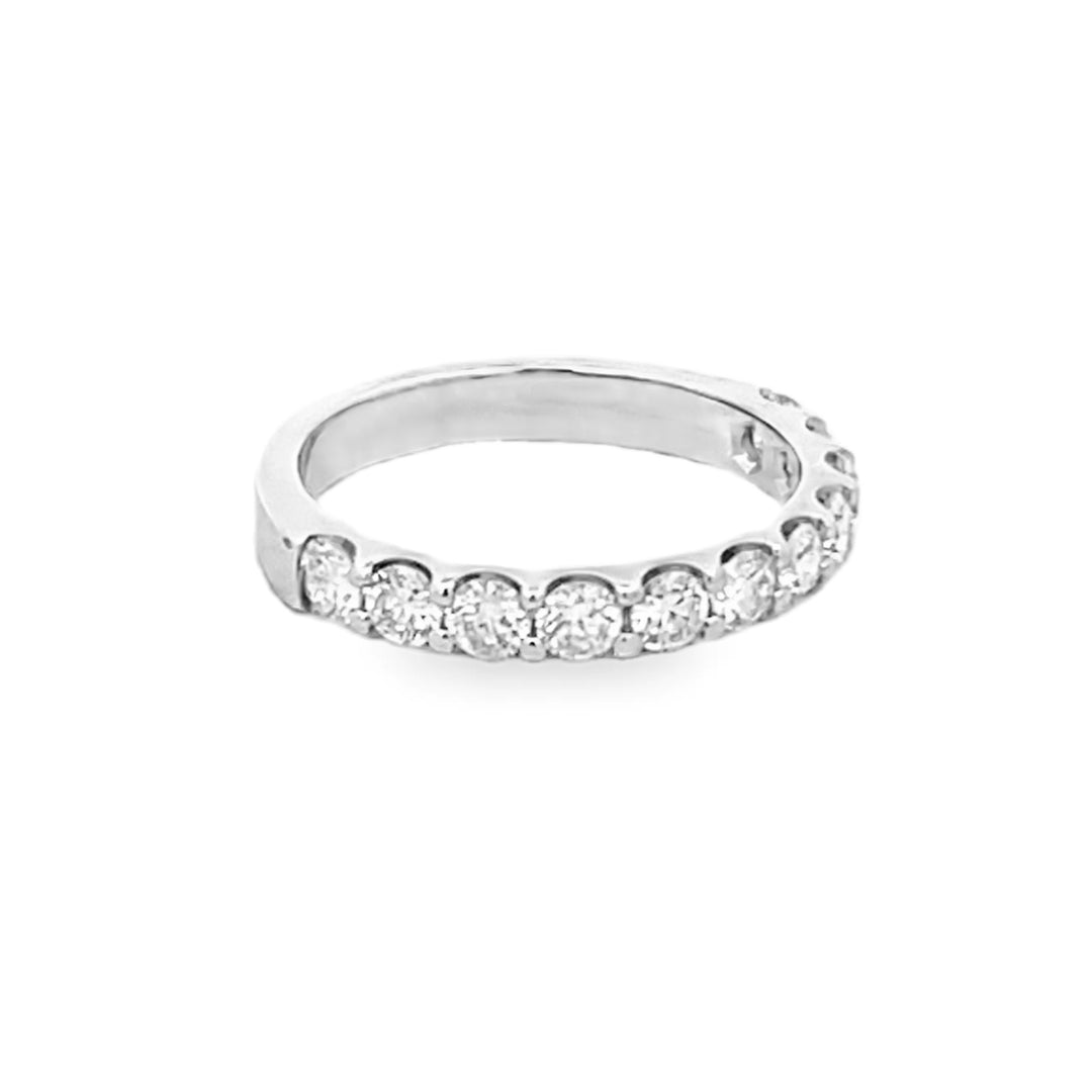 14K White Gold Round Cut Diamond Wedding Band 1.00ctw