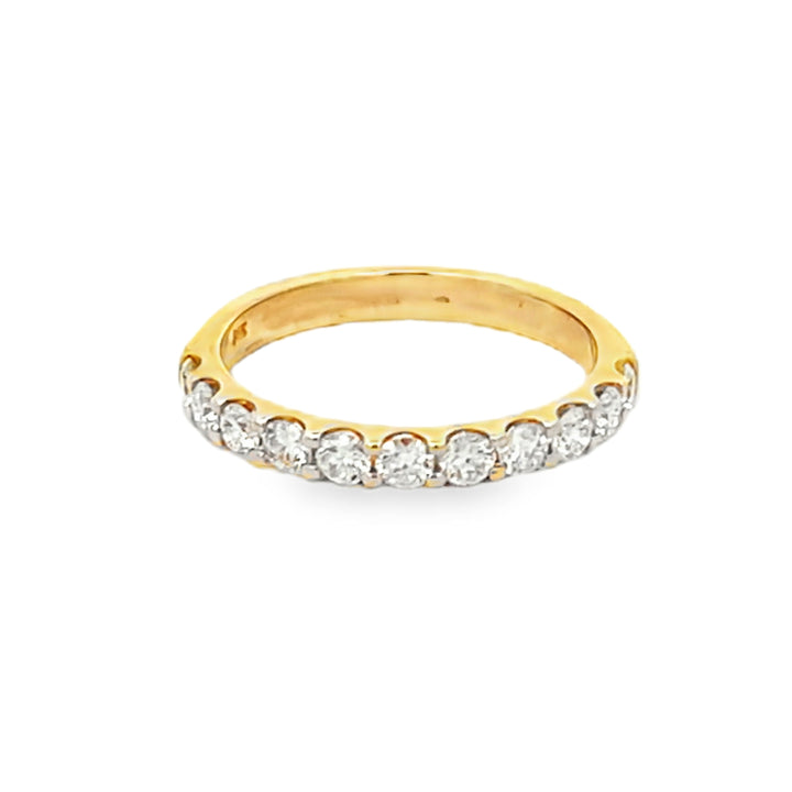 14K Yellow Gold Round Cut Diamond Wedding Band 0.75ctw