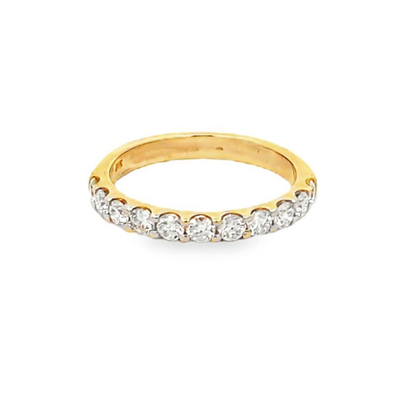 14K Yellow Gold Round Cut Diamond Wedding Band 0.75ctw