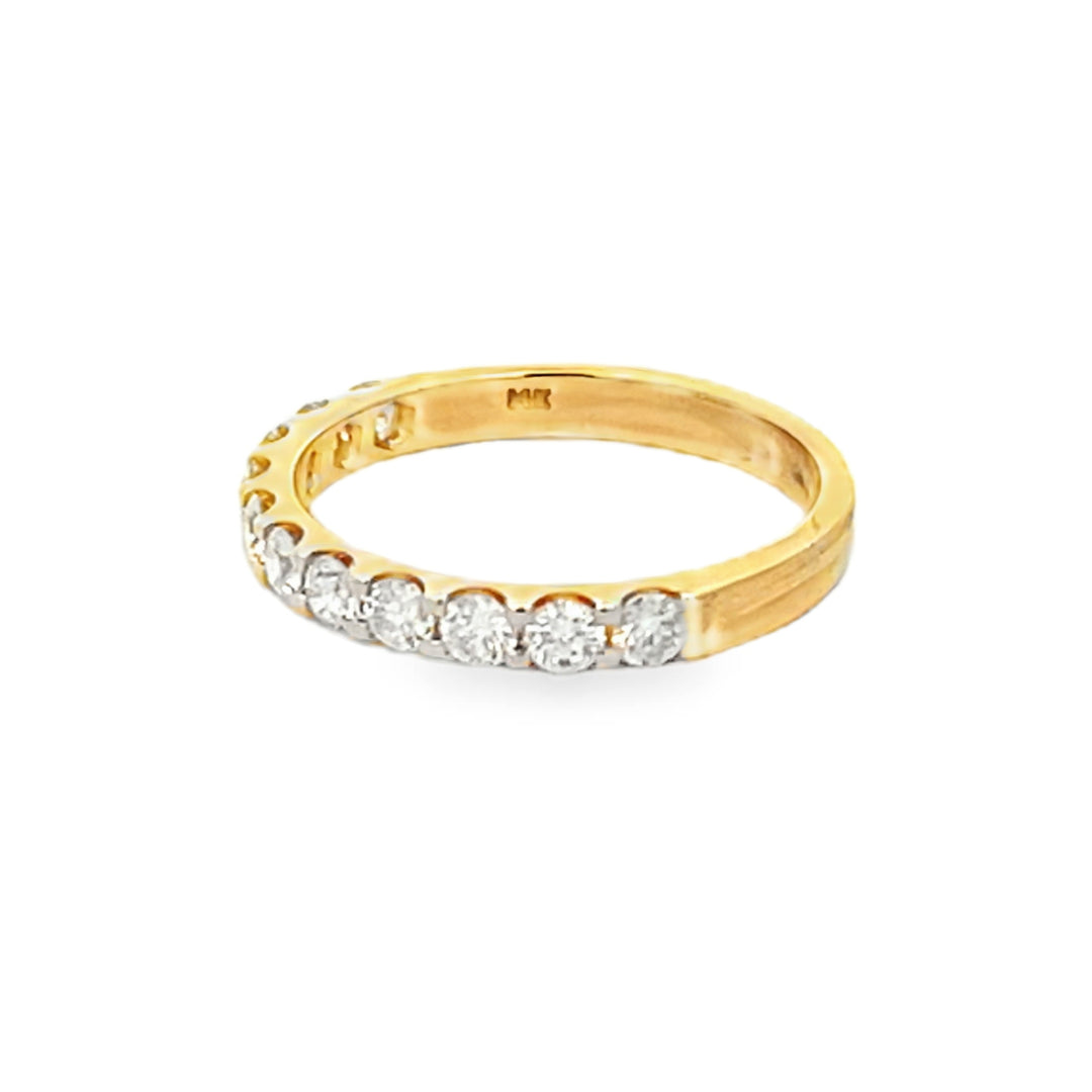 14K Yellow Gold Round Cut Diamond Wedding Band 0.75ctw