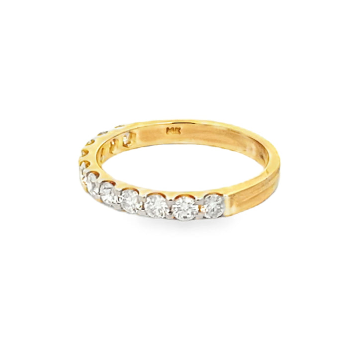 14K Yellow Gold Round Cut Diamond Wedding Band 0.75ctw