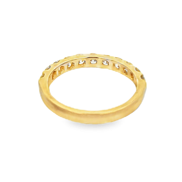 14K Yellow Gold Round Cut Diamond Wedding Band 0.75ctw