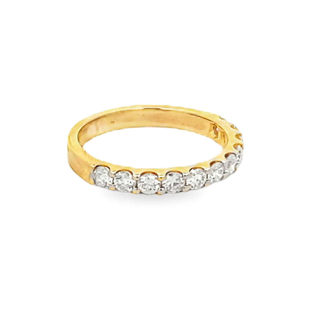 14K Yellow Gold Round Cut Diamond Wedding Band 0.75ctw