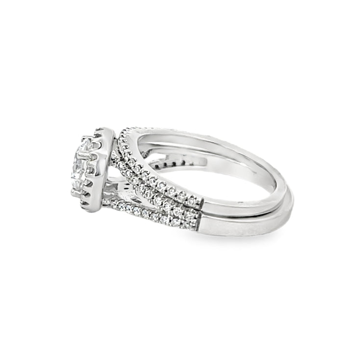 14K White Gold 0.48 Ct Tw Round Wedding Set – Semi Mount