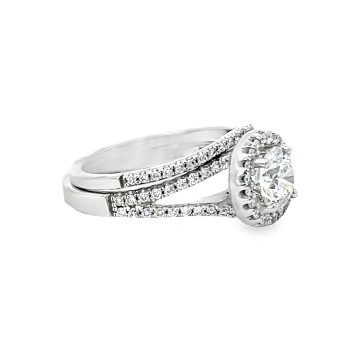 14K White Gold 0.48 Ct Tw Round Wedding Set – Semi Mount