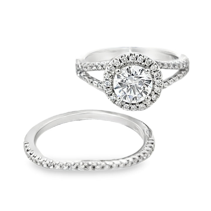 14K White Gold 0.48 Ct Tw Round Wedding Set – Semi Mount